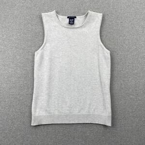 Vintage y2k GAP Knit Sleeveless Top Womens XS Light Gray Cotton Stretch Blend